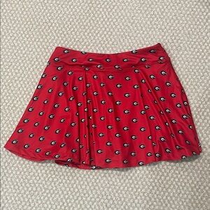 Red Pleated Skort with Repeating G Logo